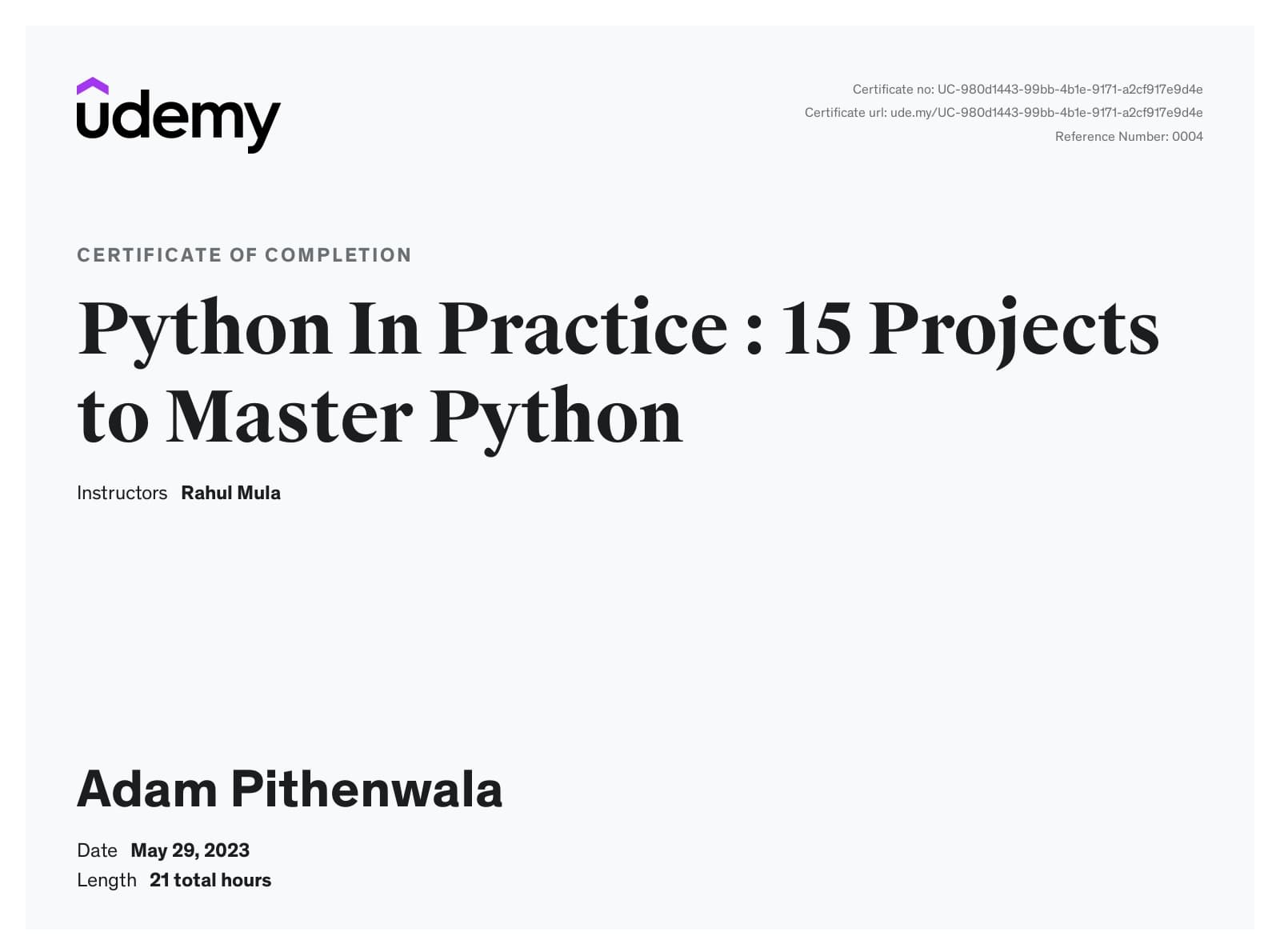 Python In Practice : 15 Projects to Master Python